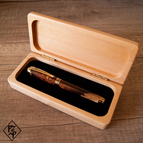 Étui en bois intérieur velours noir pour un stylo